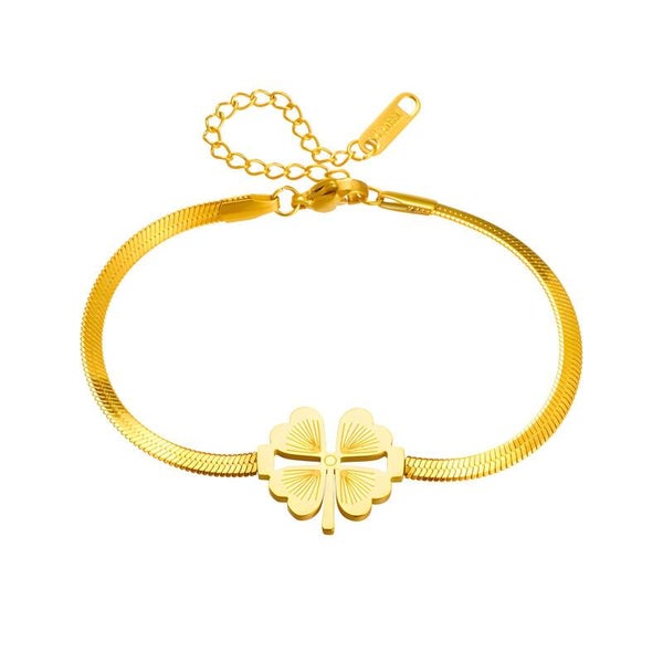 Bracciale "Foglia" in Acciaio Placcato Oro 18K