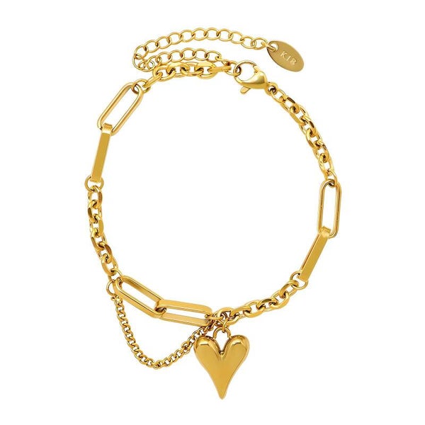 Bracciale "Cuore" in Acciaio Placcato Oro 18 Carati