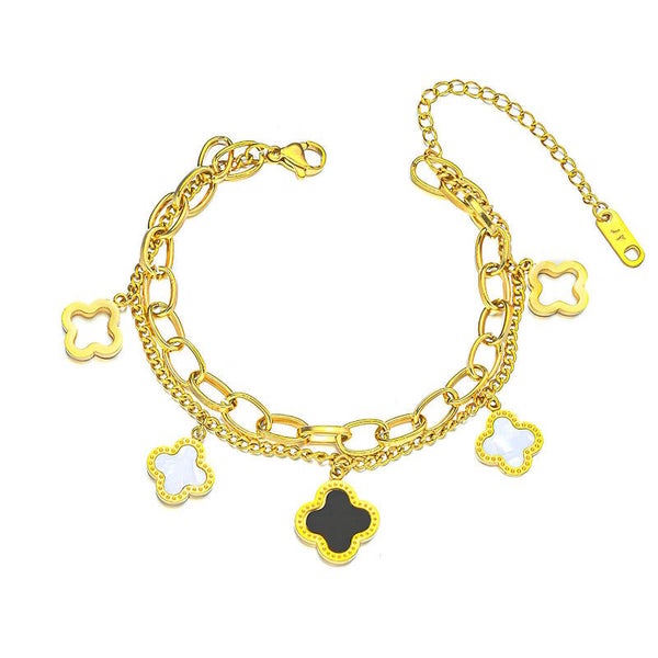 Bracciale " Fiori " in Acciaio Placcato Oro 18 Carati