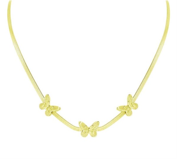 Collana "Farfalle" in Acciaio Placcato Oro 18 Carati