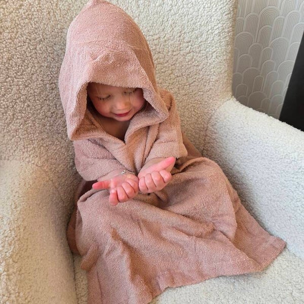 Badponcho 1 tot 4 jaar - Oud roze