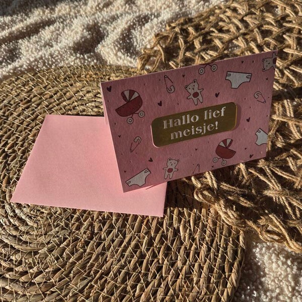 Geboorte kaartje - Roze