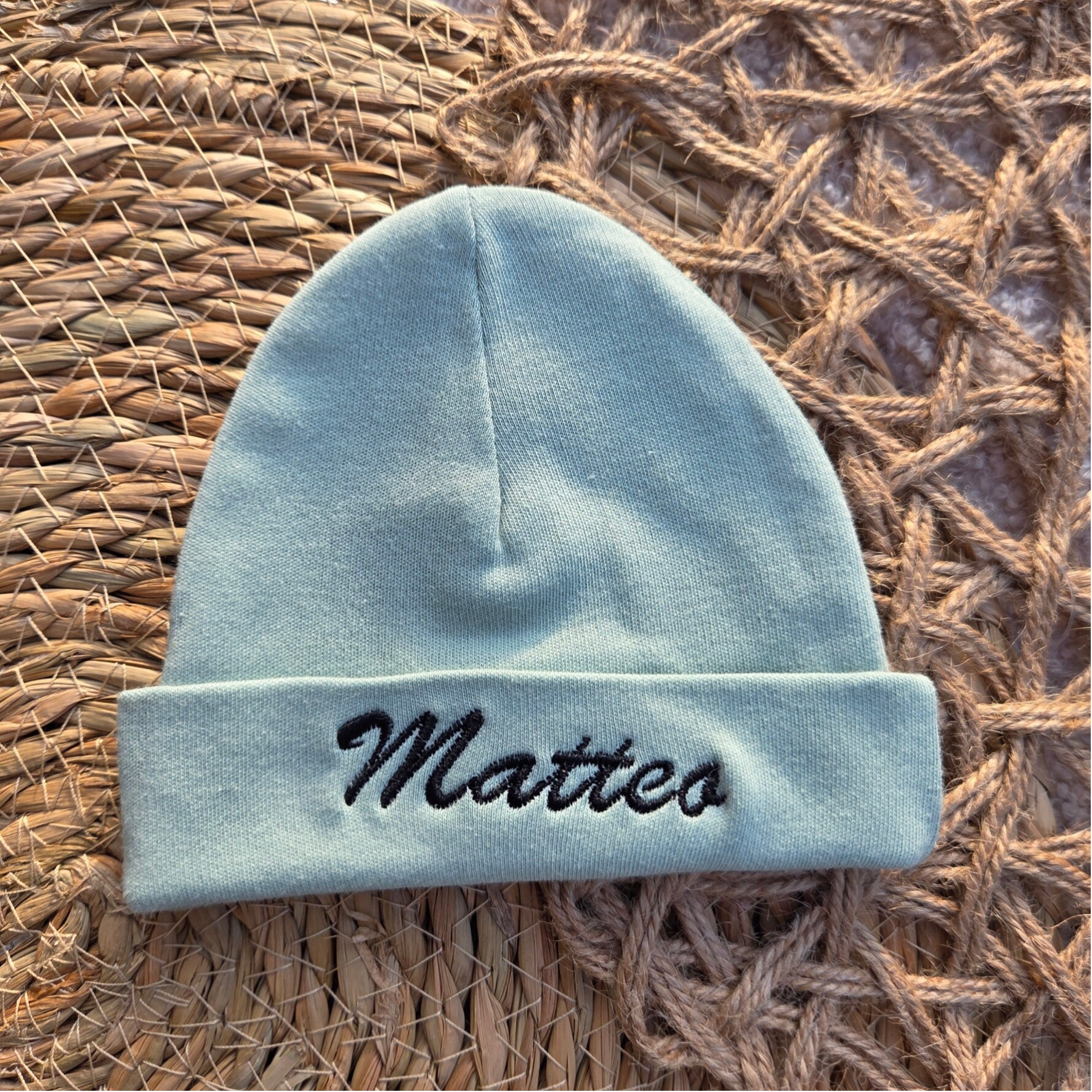 Newborn mutsje - Blauw/groen