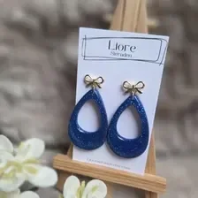 Sera | Blauwe glitter oorbellen