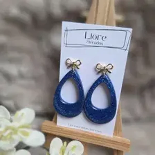 Sera | Blauwe glitter oorbellen