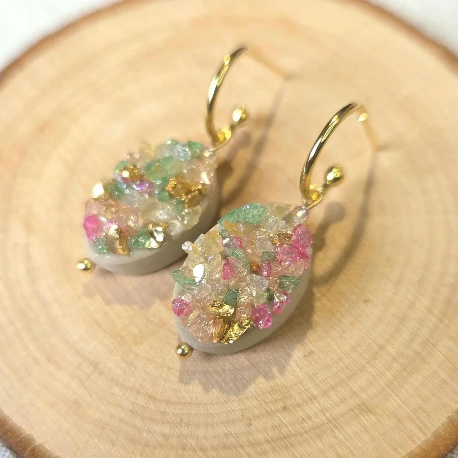 Chrystal | Chrushed glass oorbellen
