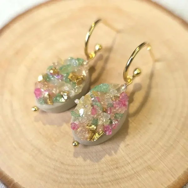 Chrystal | Chrushed glass oorbellen