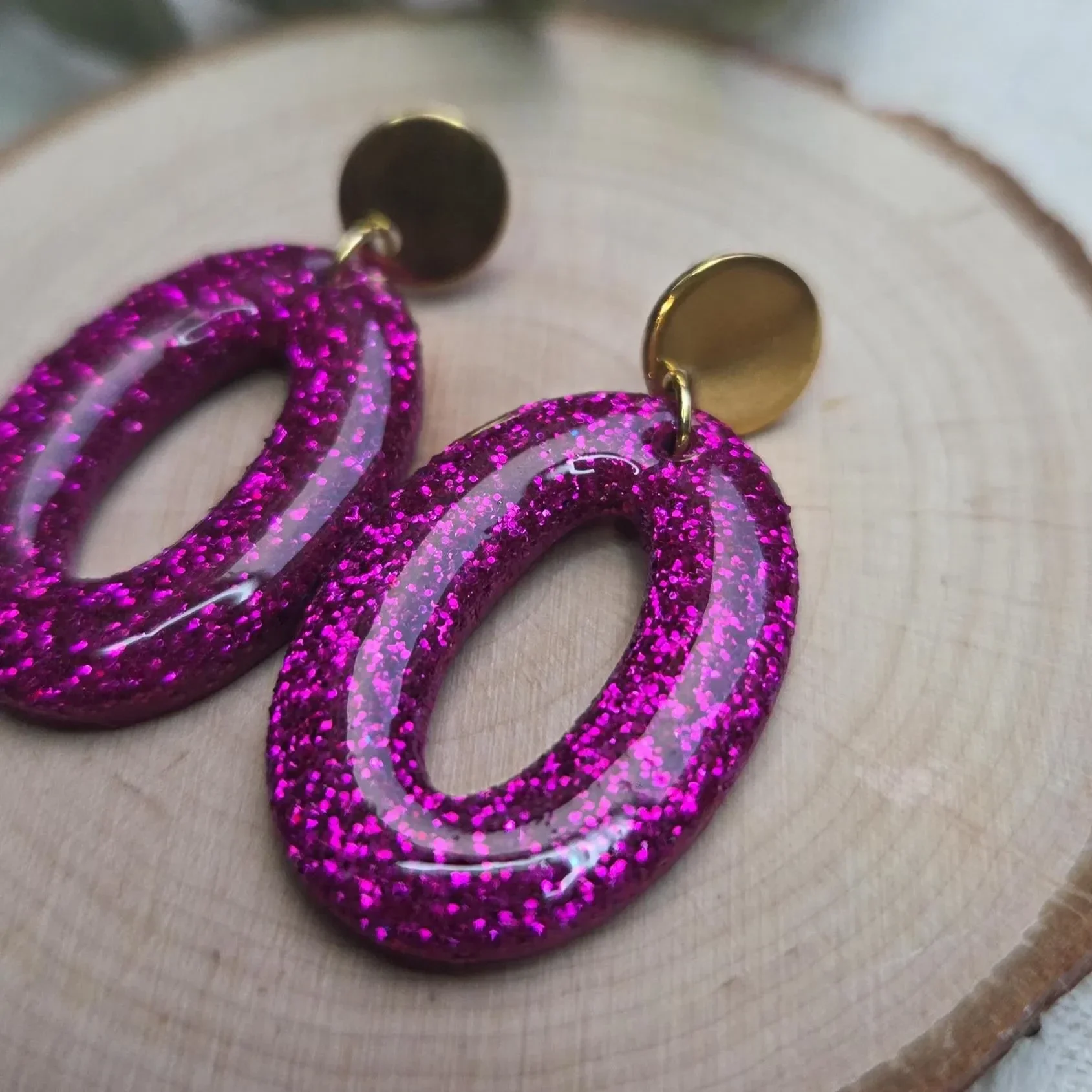 Diva | Roze glitter oorbellen