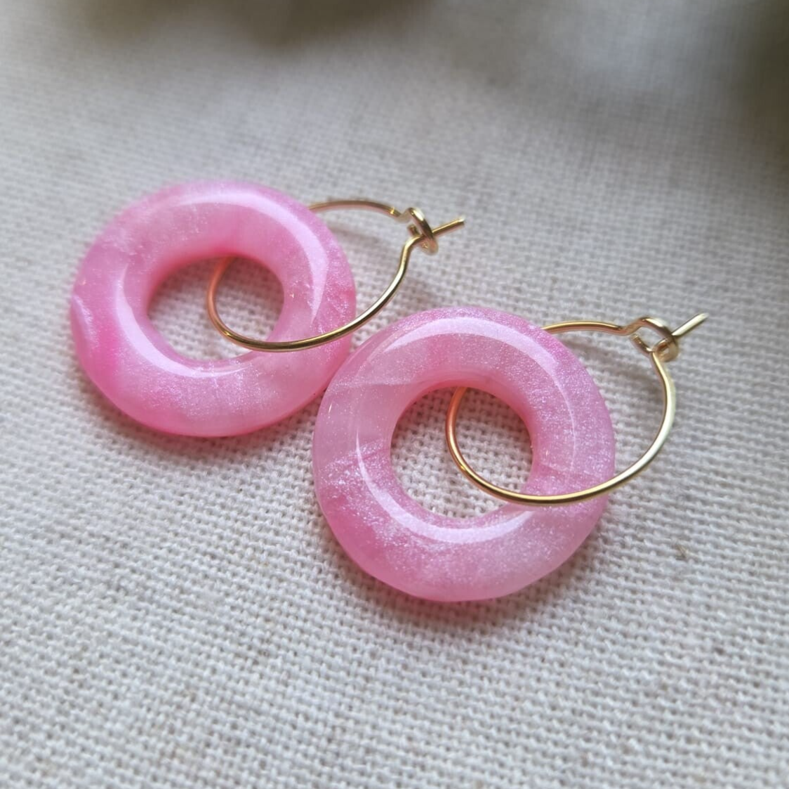 Lea | Roze marmer oorbellen