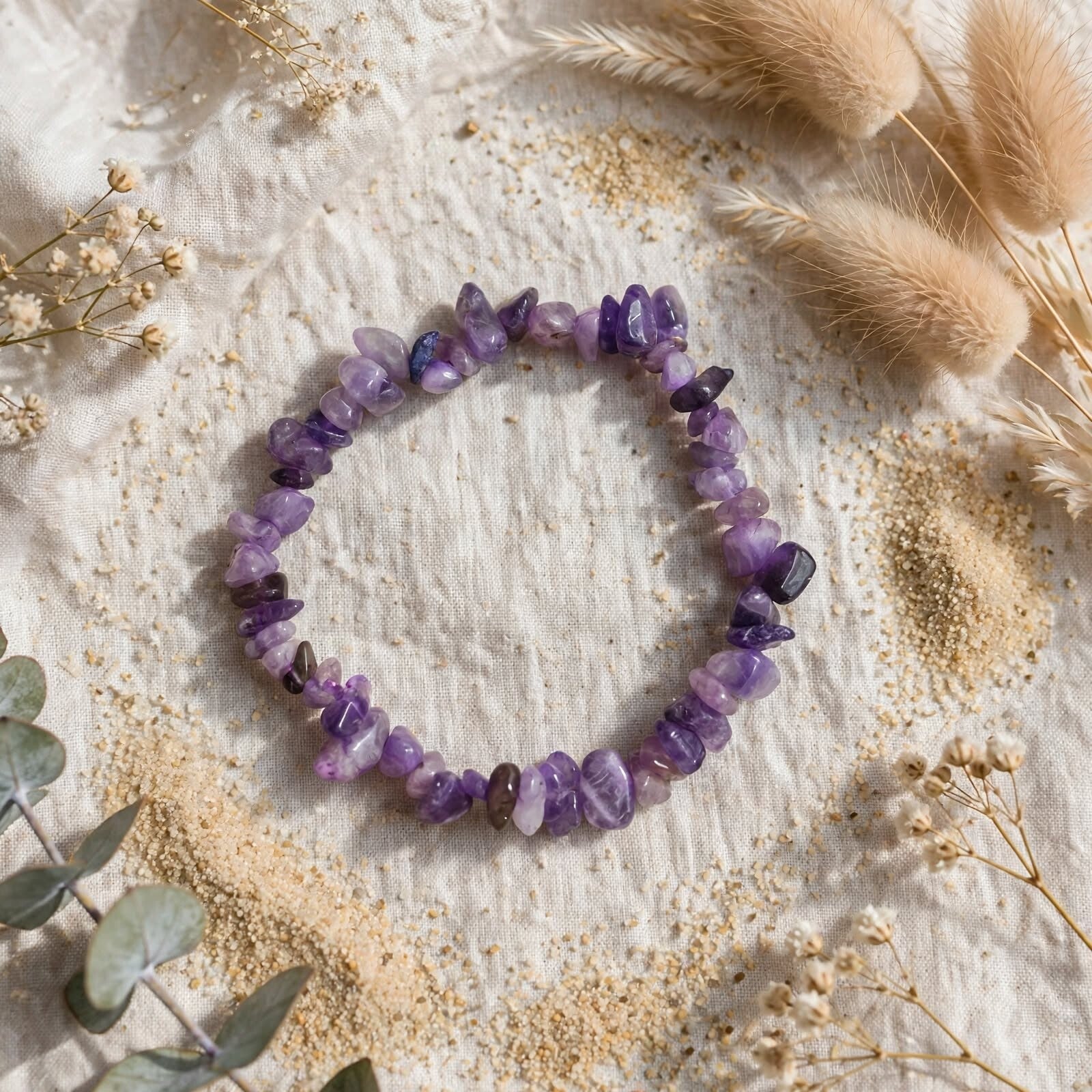 Bracelets en perles chips Violet