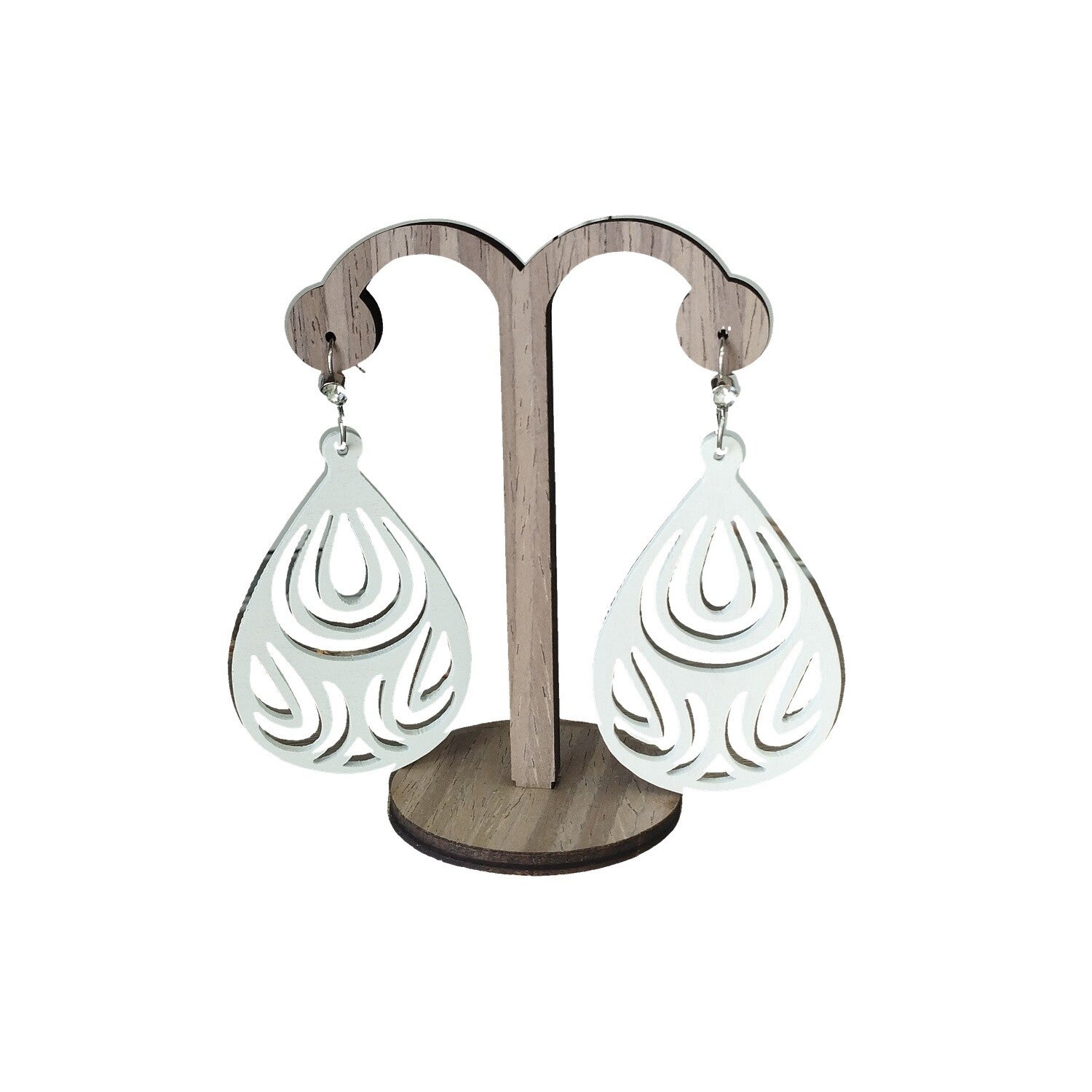 Boucles d'oreilles en bois Blanc
