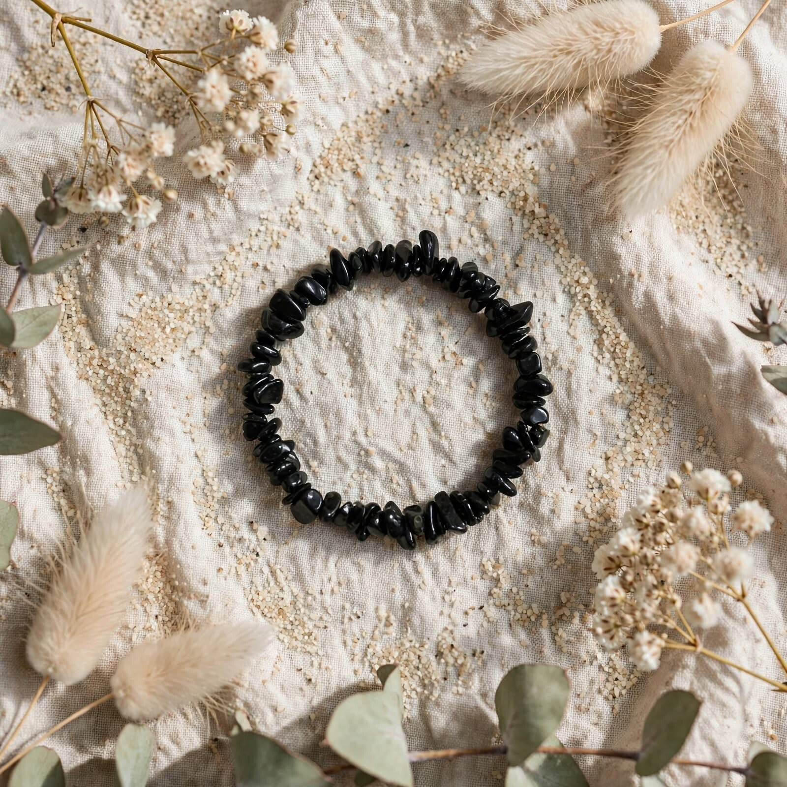Bracelets en perles chips Noir