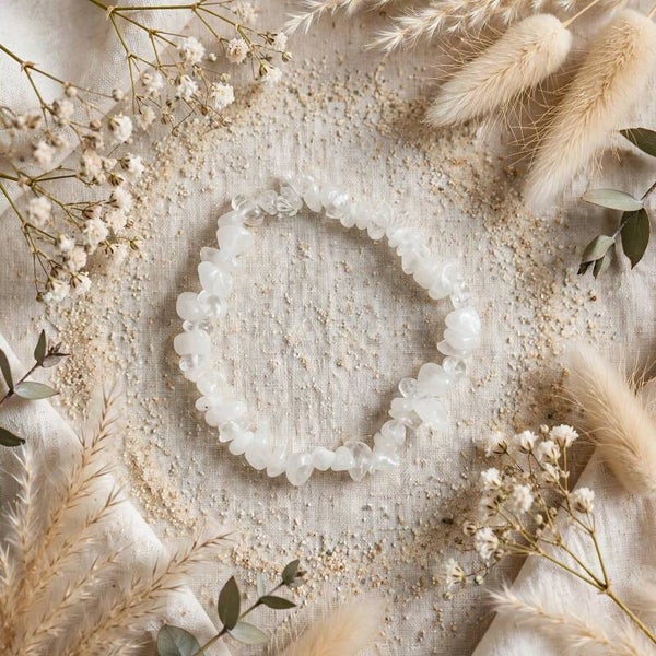 Bracelets en perles chips Blanc