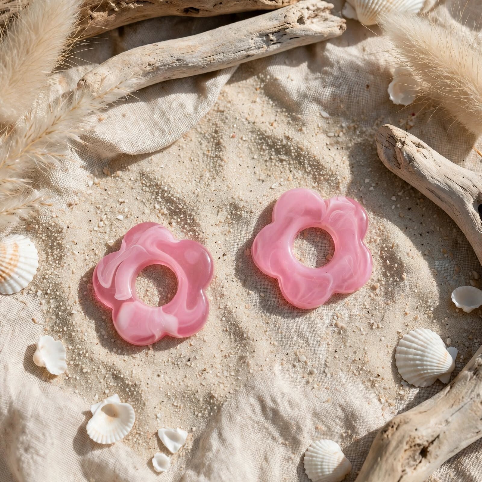 Fleurs interchangeables pour créoles Rose