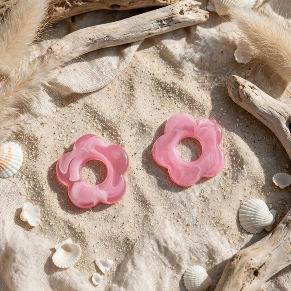 Fleurs interchangeables pour créoles Rose
