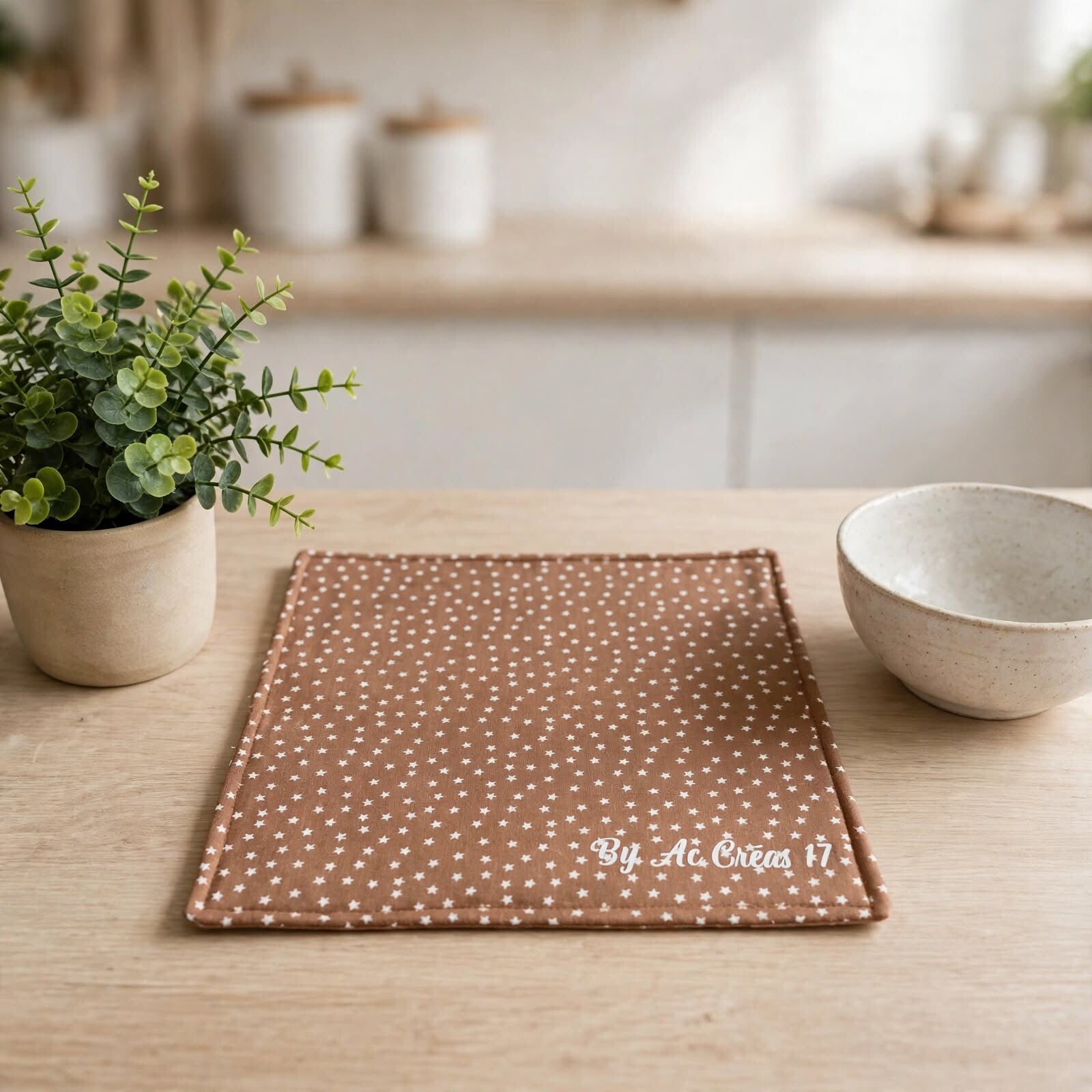 Essuie tout lavable et réutilisable Etoiles camel