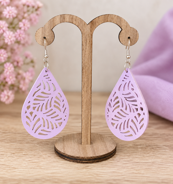 Boucles d'oreilles en bois Lavande