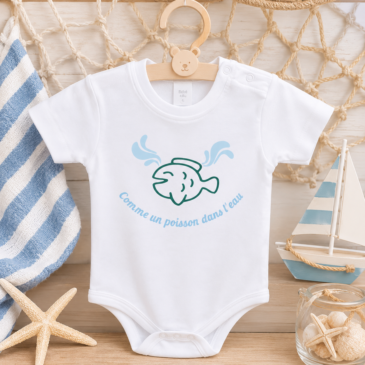 Body Bébé " Comme un poisson dans l'eau "
