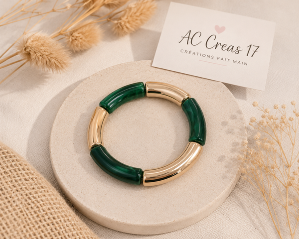Bracelet en perles vert et doré