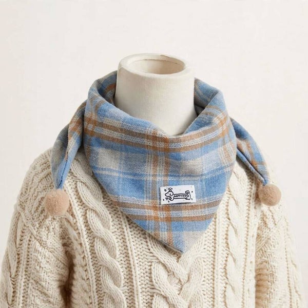 Bandana écharpe enfant tartan bleu