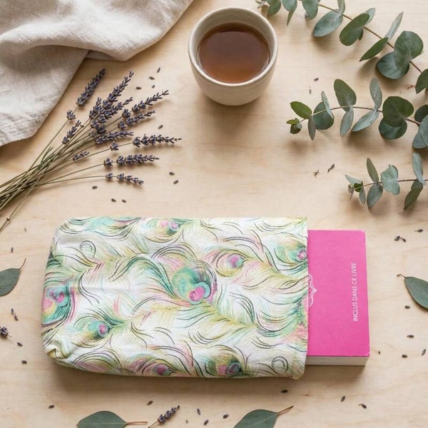 Pochette à livre de poche plumes anis