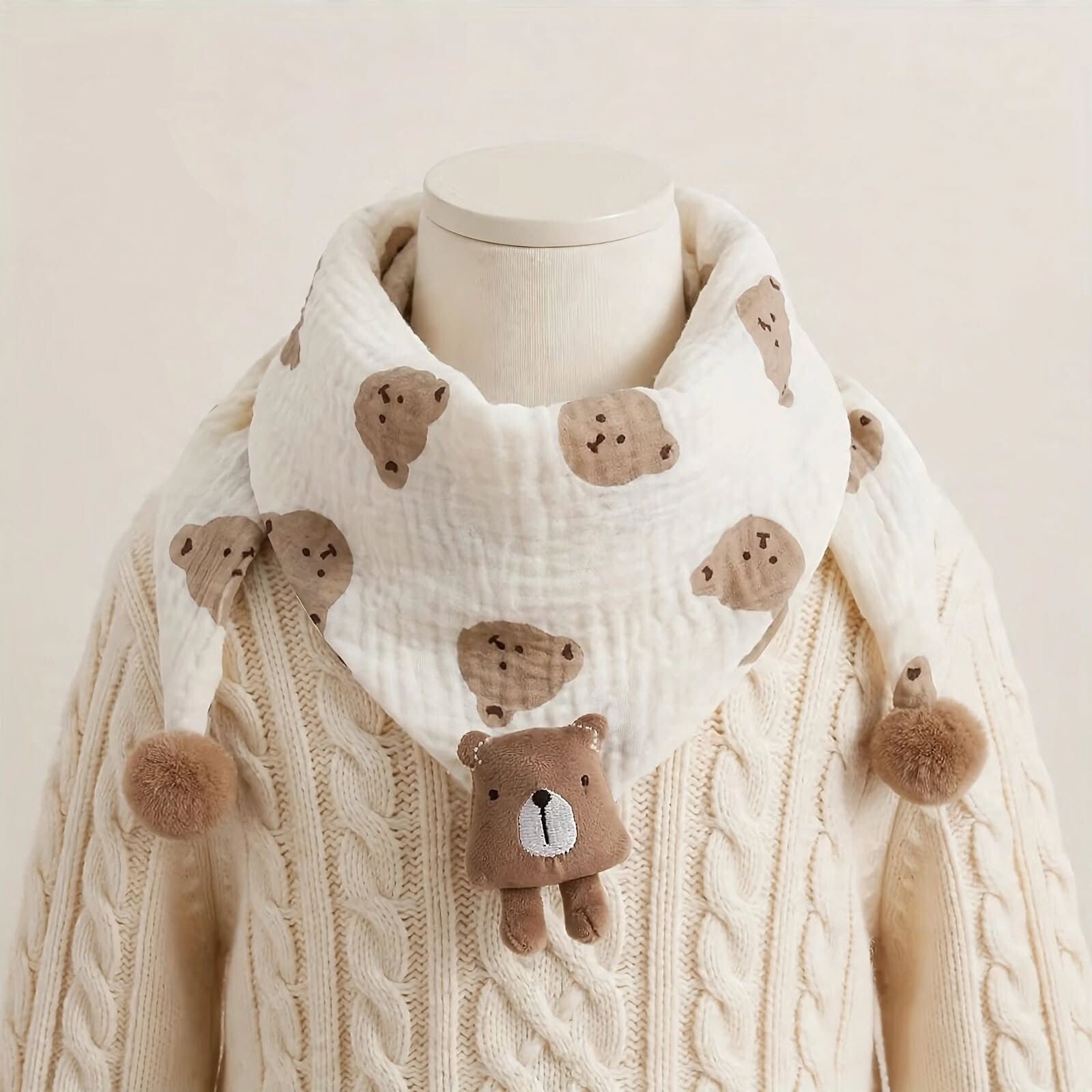 Bandana écharpe enfant beige