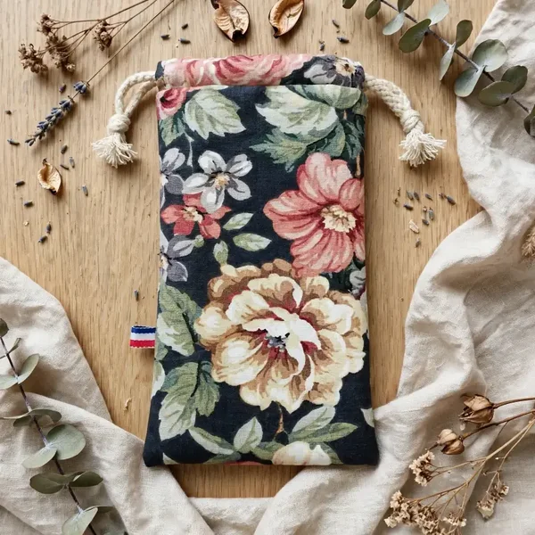 Étui à lunettes en tissu - Fleurs