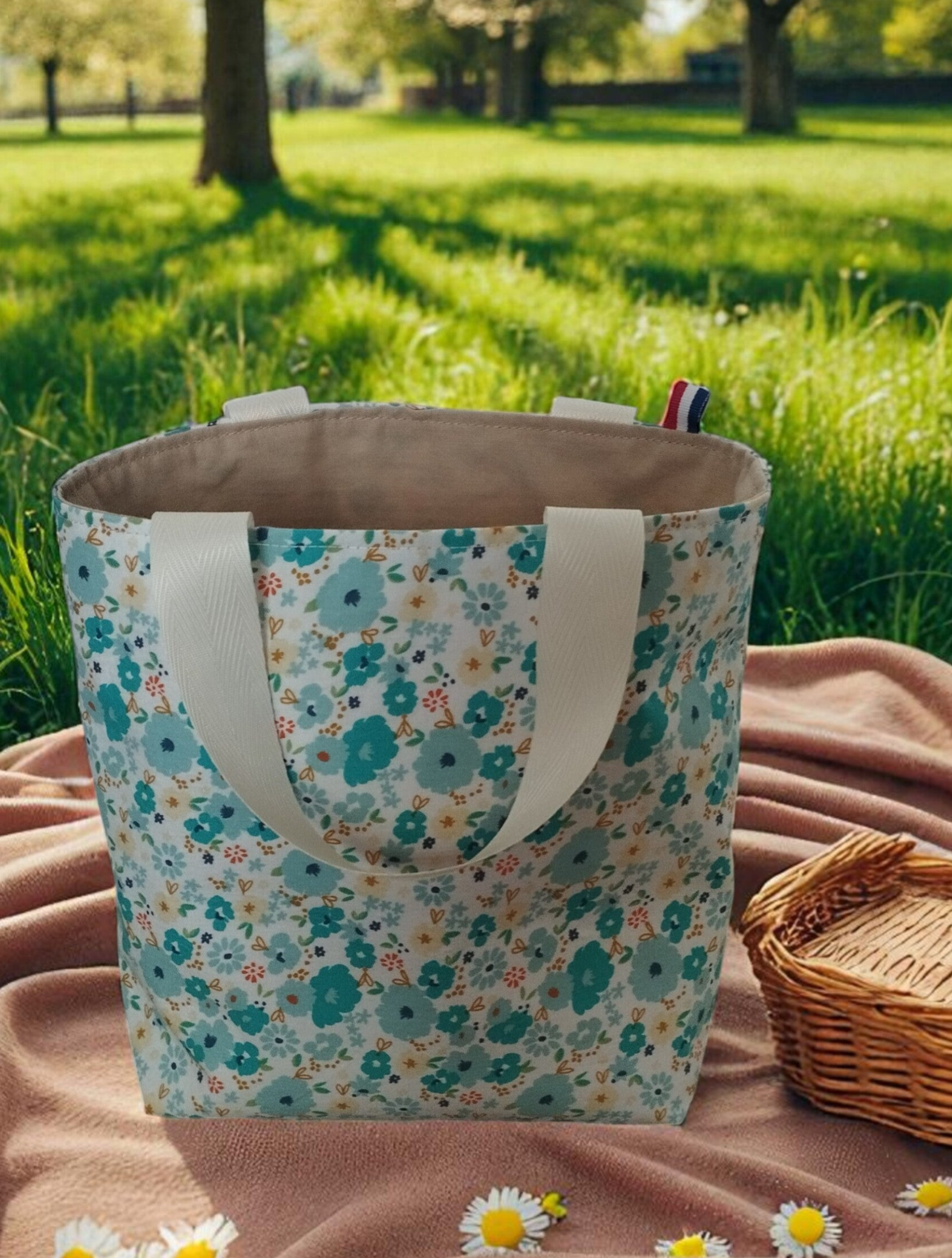 Pochette cadeau voyageuse Balade fleurie beige