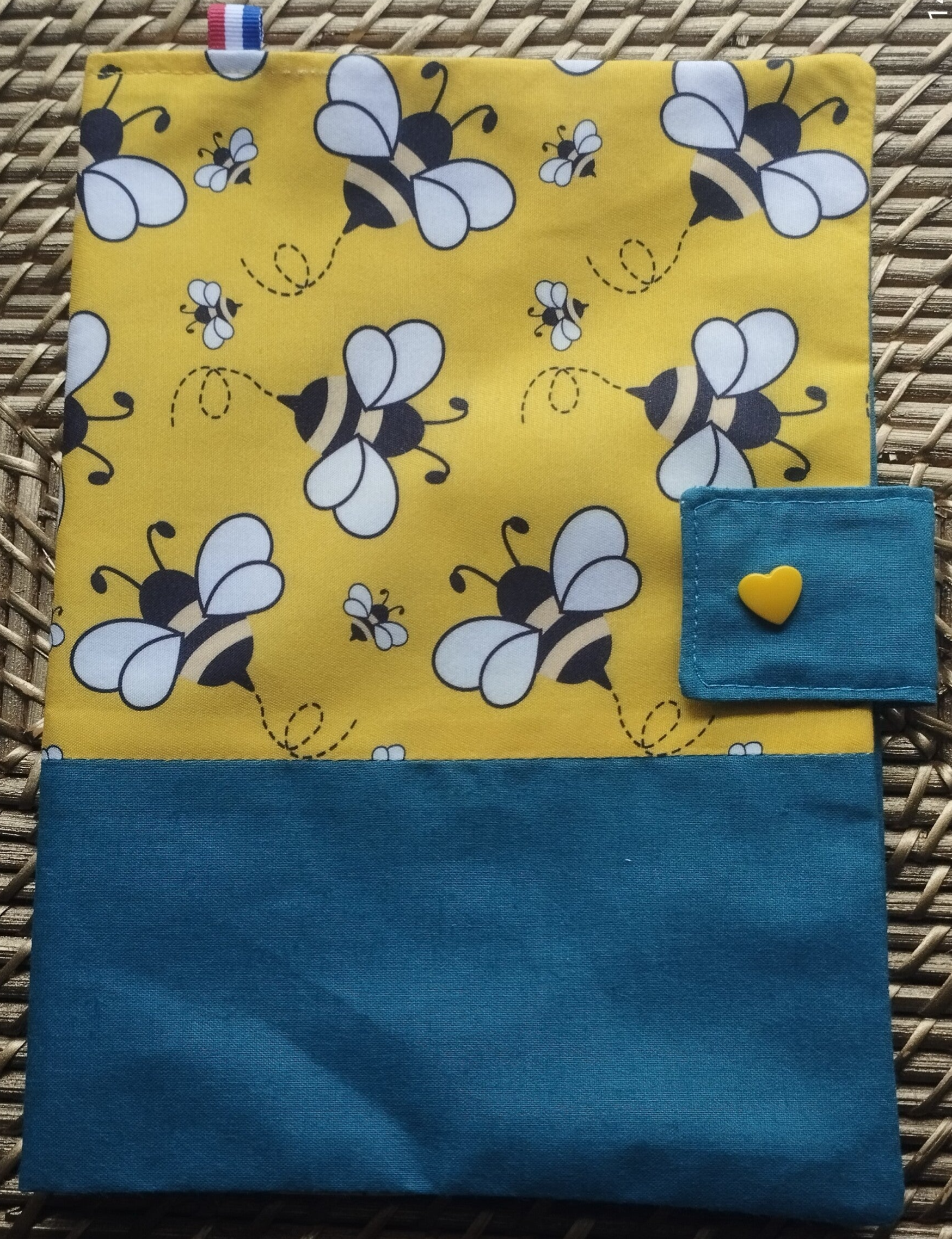 Protège-carnet de santé abeilles émeraude