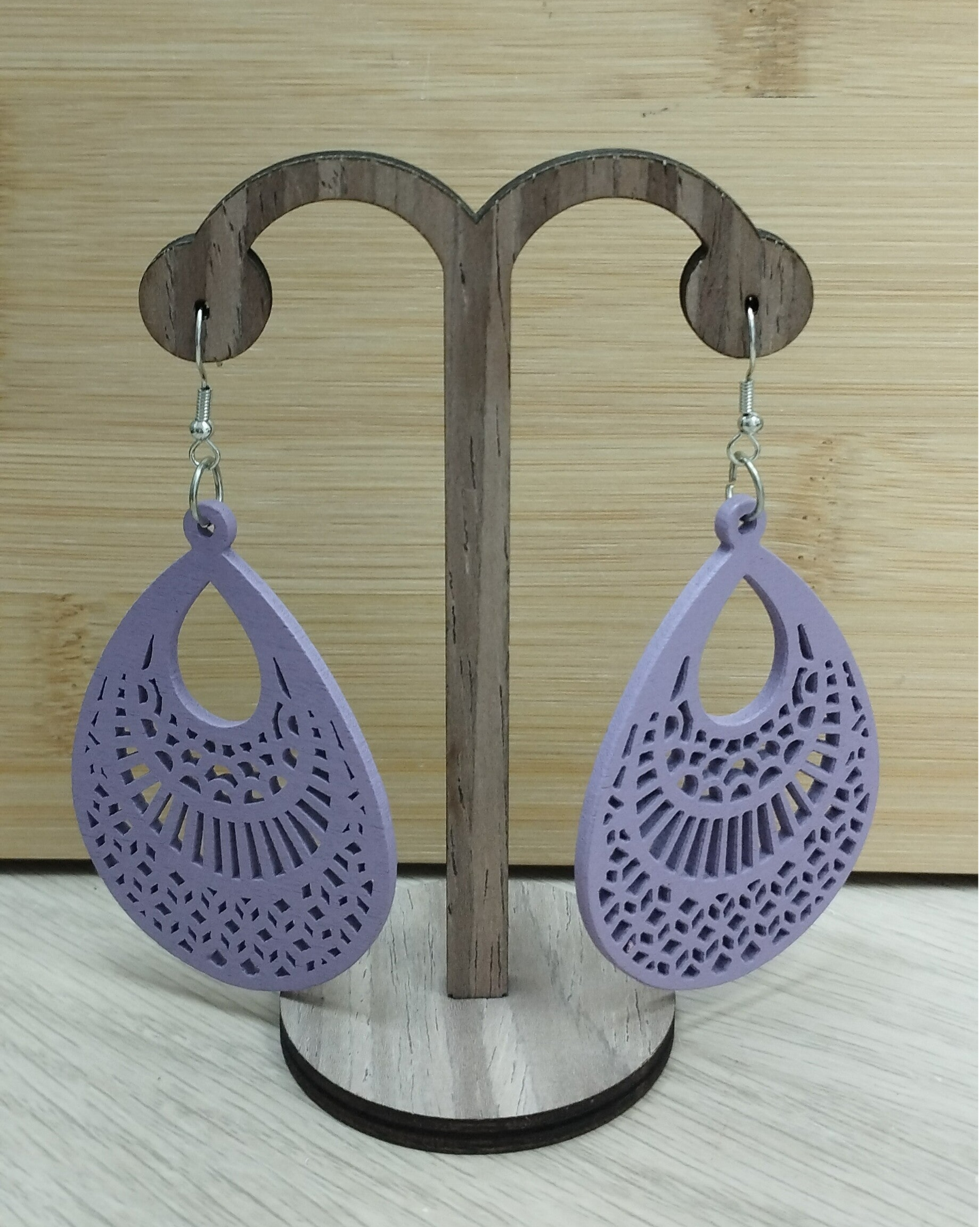 Boucles d'oreilles en bois Mauve