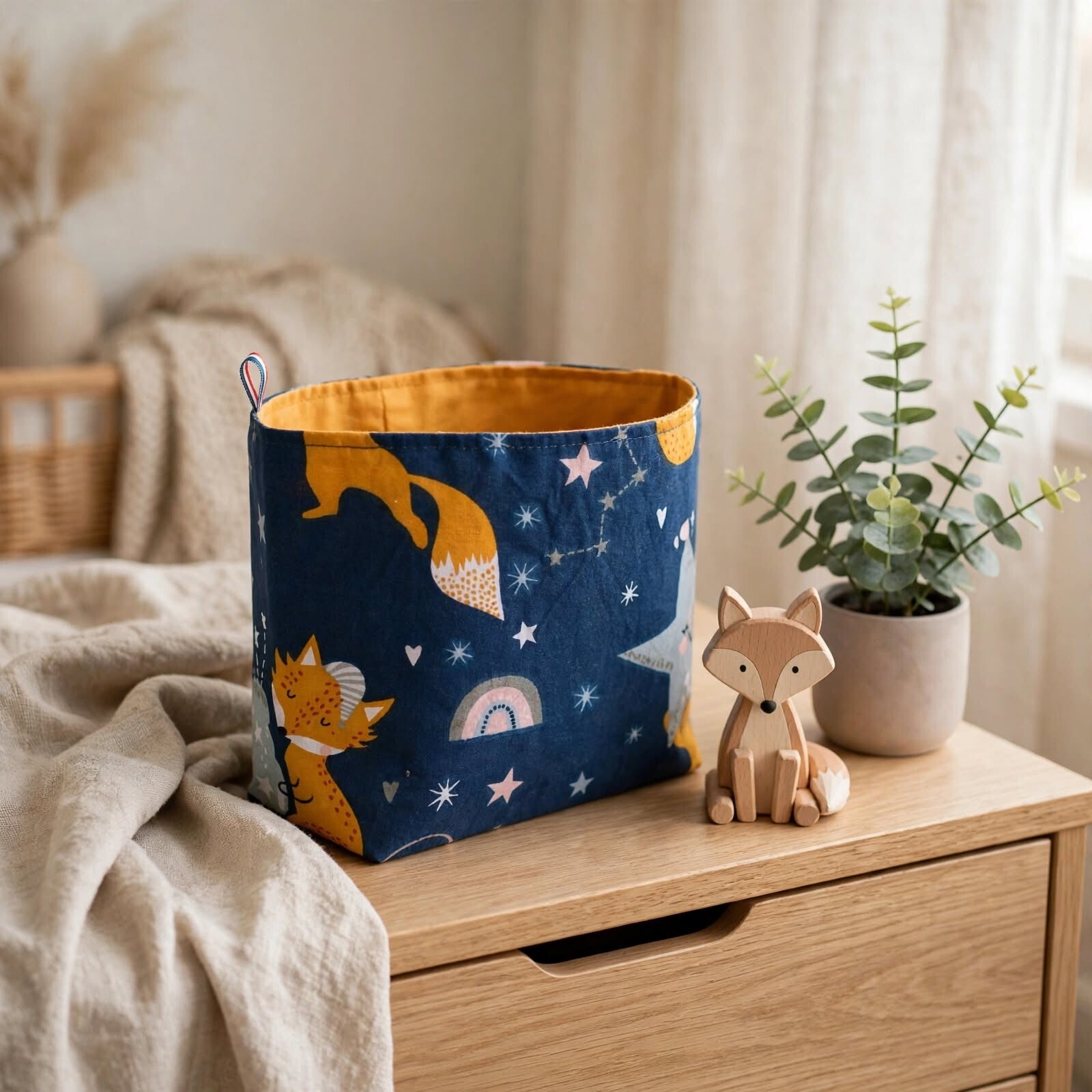 Panière de rangement renard nuit étoilée