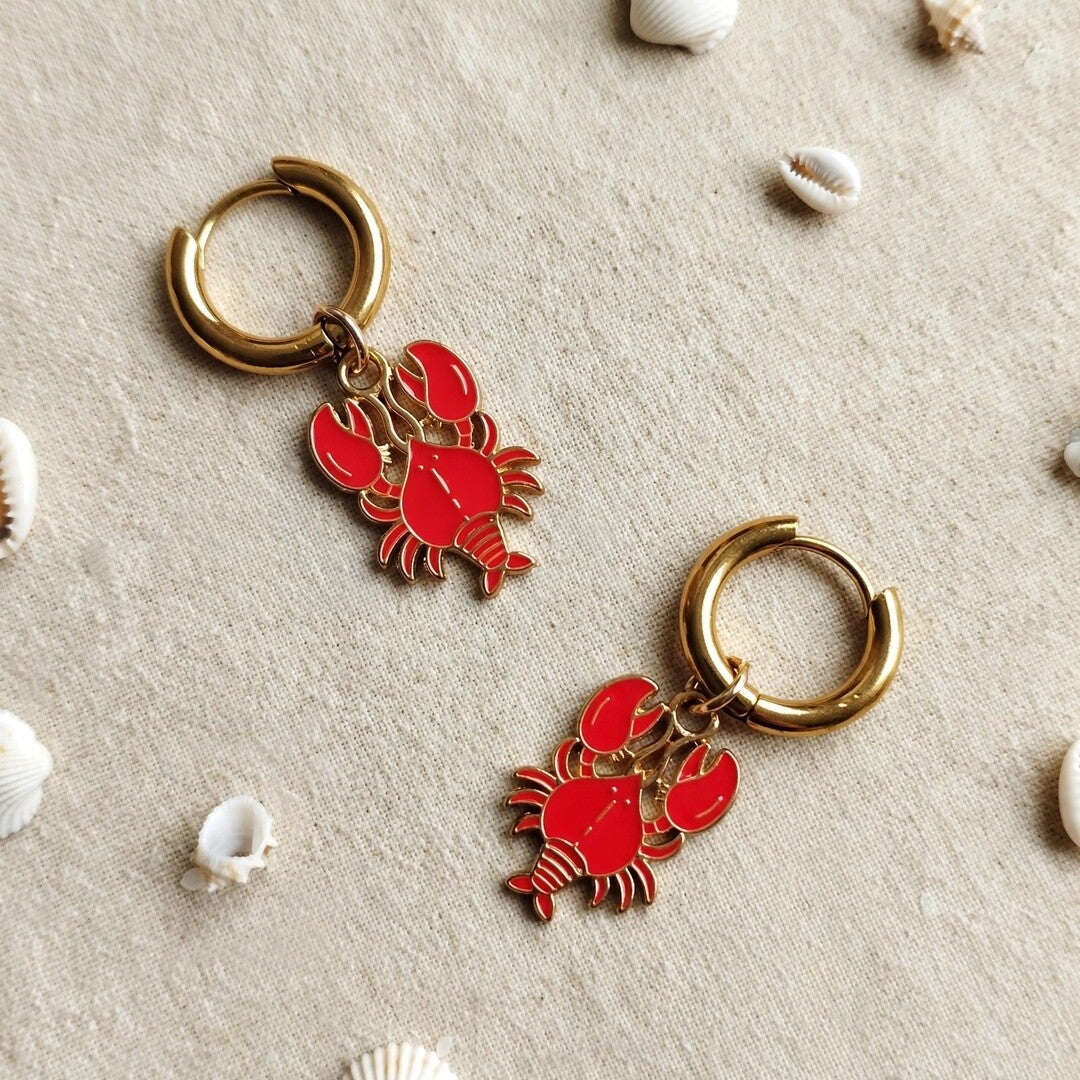 Boucles d'oreilles créoles homards
