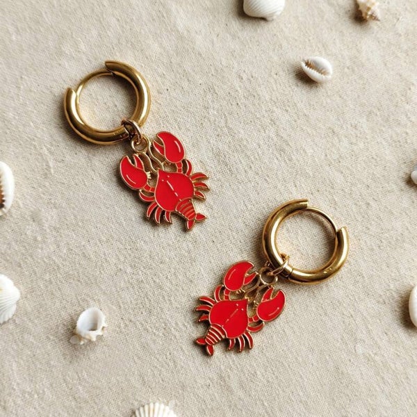 Boucles d'oreilles créoles homards