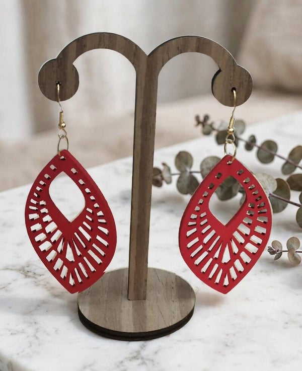 Boucles d'oreilles en bois Rouge