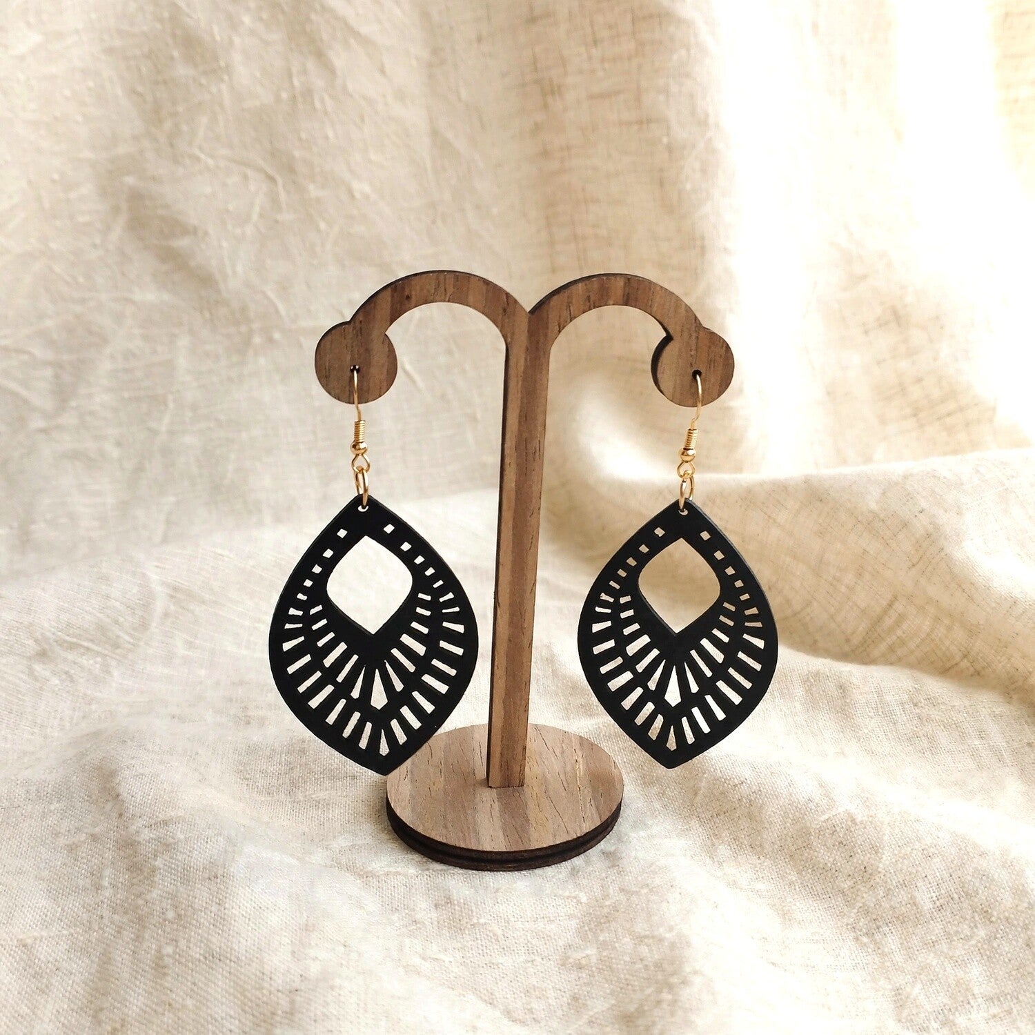 Boucles d'oreilles en bois Noir