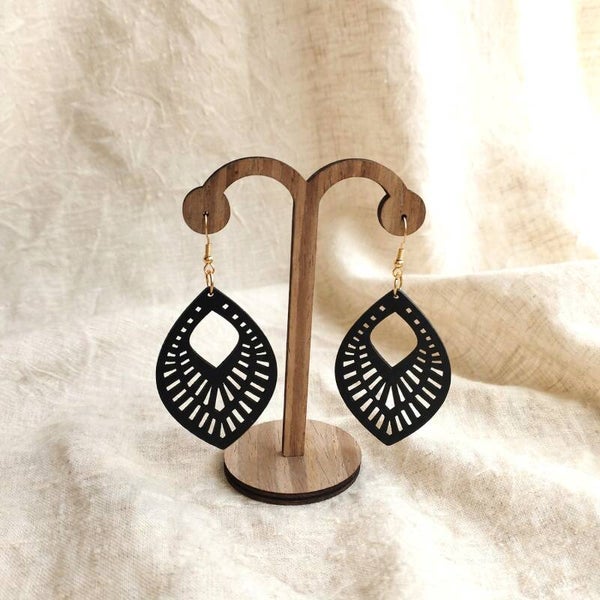 Boucles d'oreilles en bois Noir