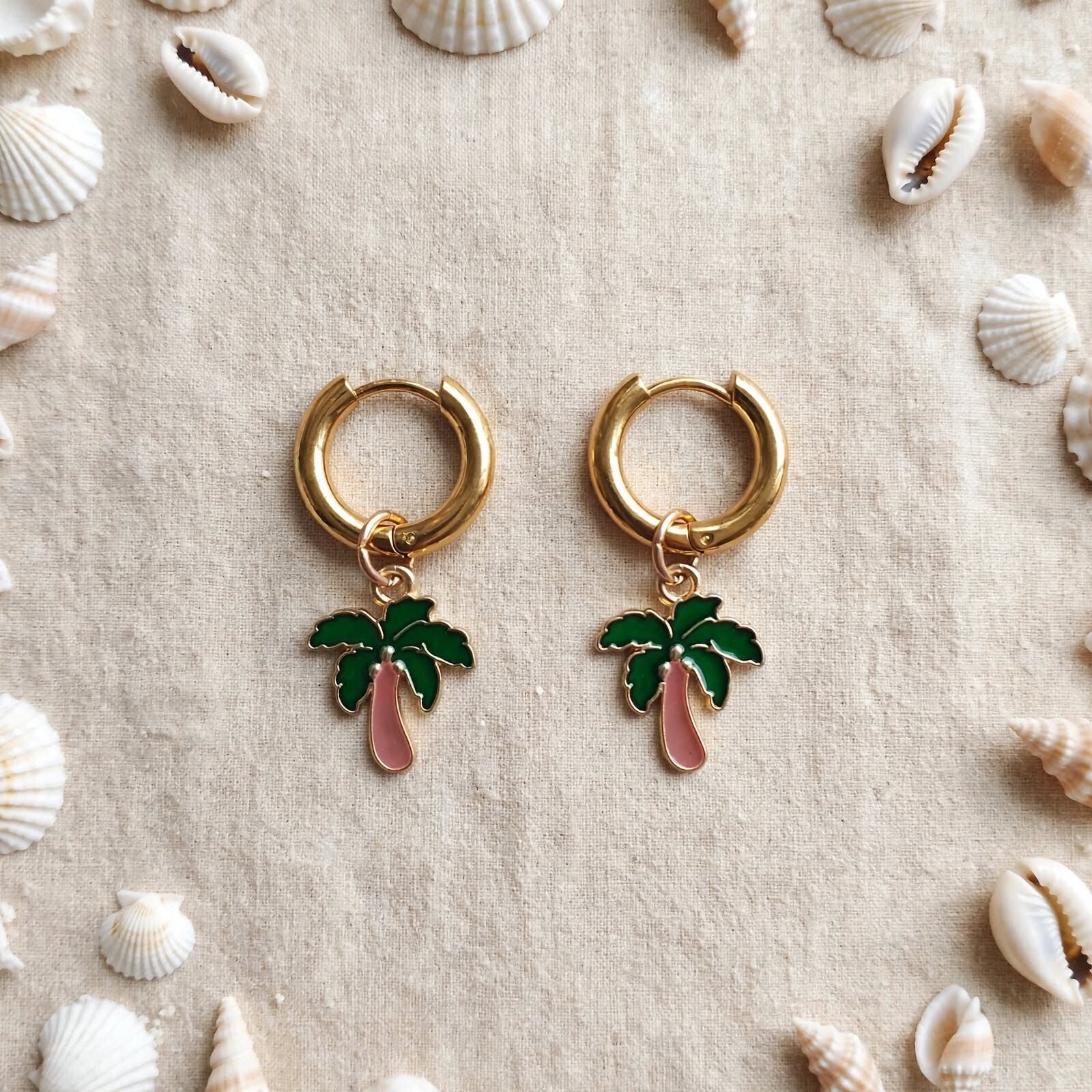 Boucles d'oreilles créoles palmiers