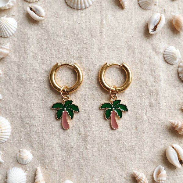 Boucles d'oreilles créoles palmiers