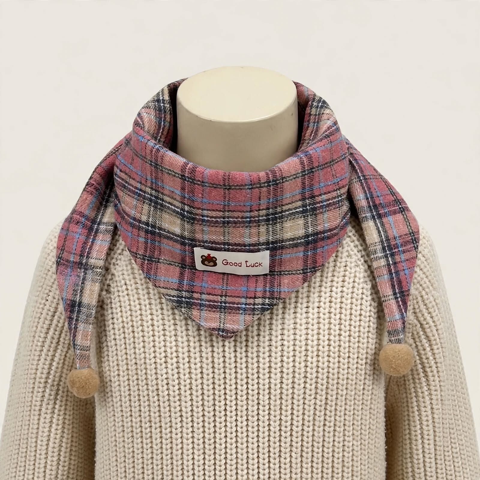 Bandana écharpe enfant tartan rose