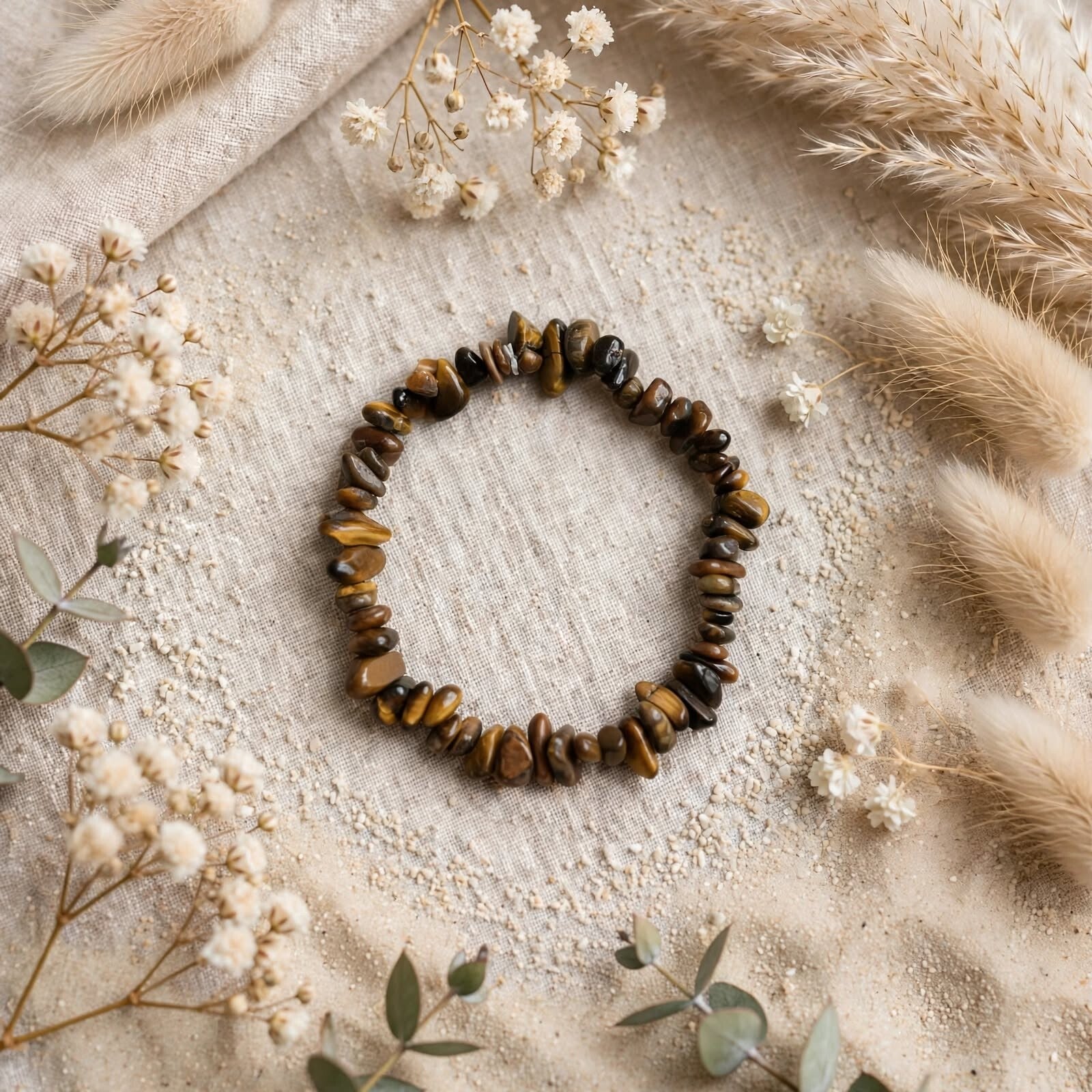 Bracelets en perles chips Marron