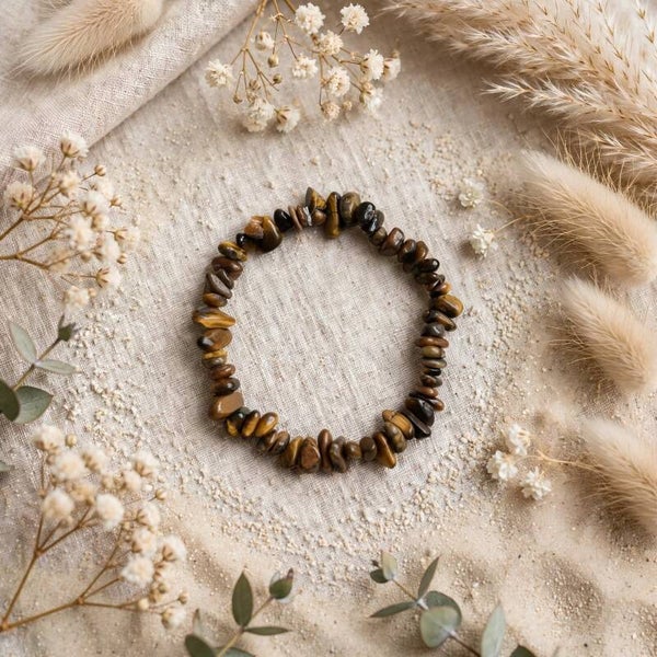 Bracelets en perles chips Marron