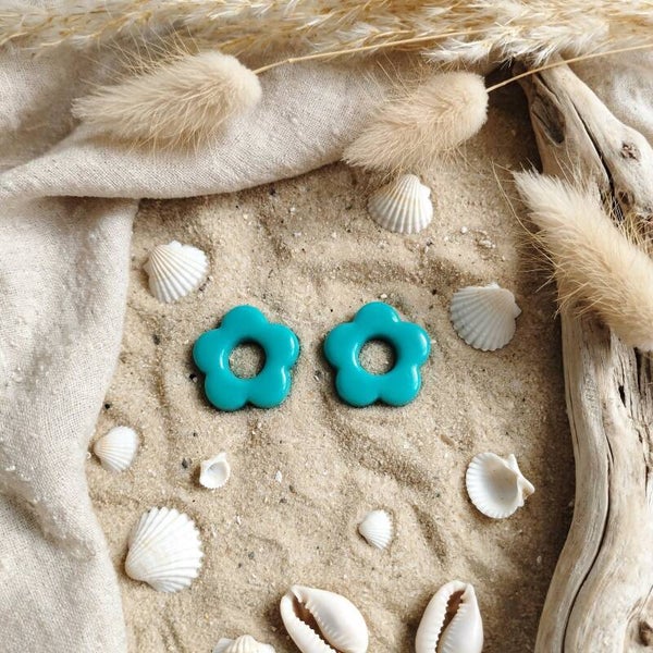 Fleurs interchangeables pour créoles Turquoise mat