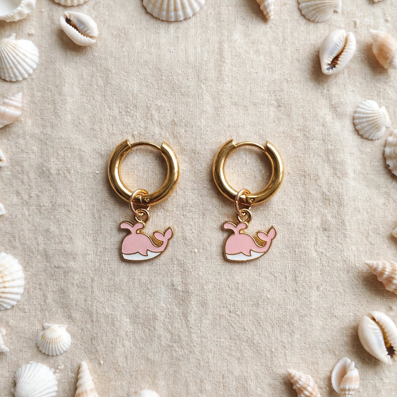 Boucles d'oreilles créoles baleines rose