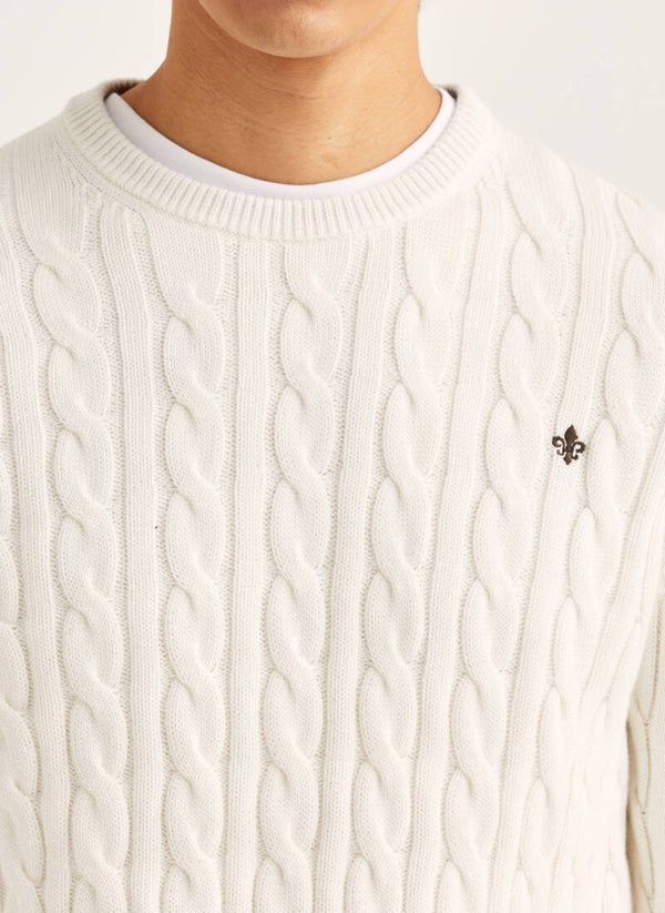 Morris Stockholm Ethan Cable Oneck Off white