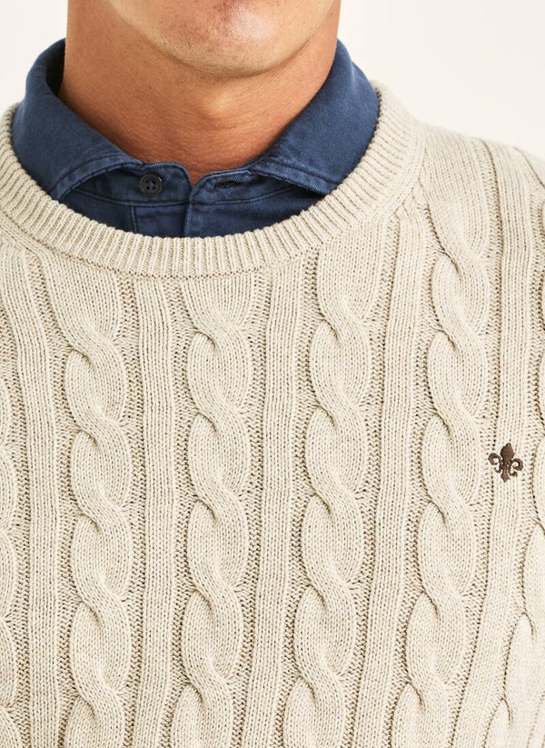 Morris Stockholm Ethan Cable Oneck Khaki