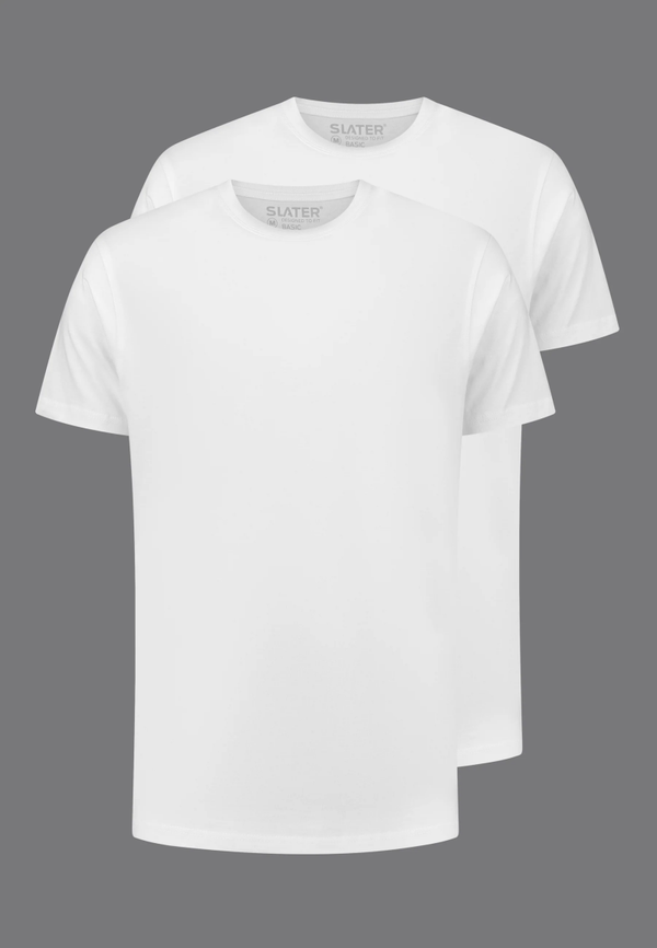 Slater basisshirt 2-pack ronde hals wit 2500