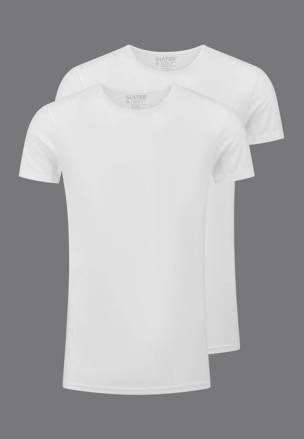 Slater basisshirt 2-pack ronde hals wit 6500
