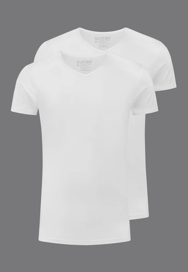 Slater basisshirt 2-pack V-hals wit 6600