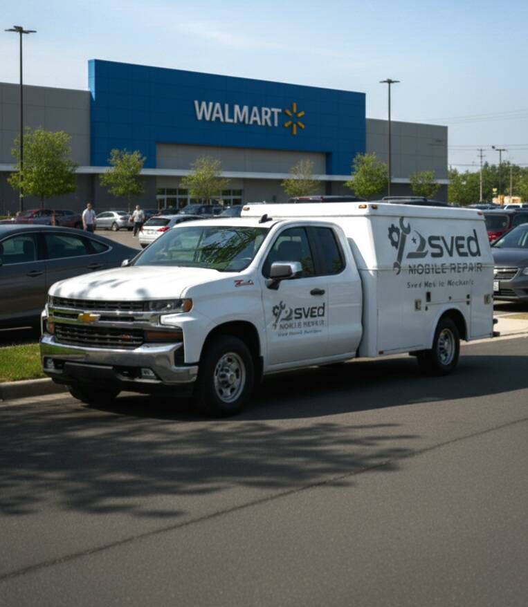 Sved Mobile Mechanic & Roadside mechanics service vehicle at Walmart. Doing a emergency brake service in La Vergne Tennessee 37086 