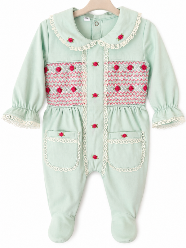 Mint & Pink Pima Baby Grow